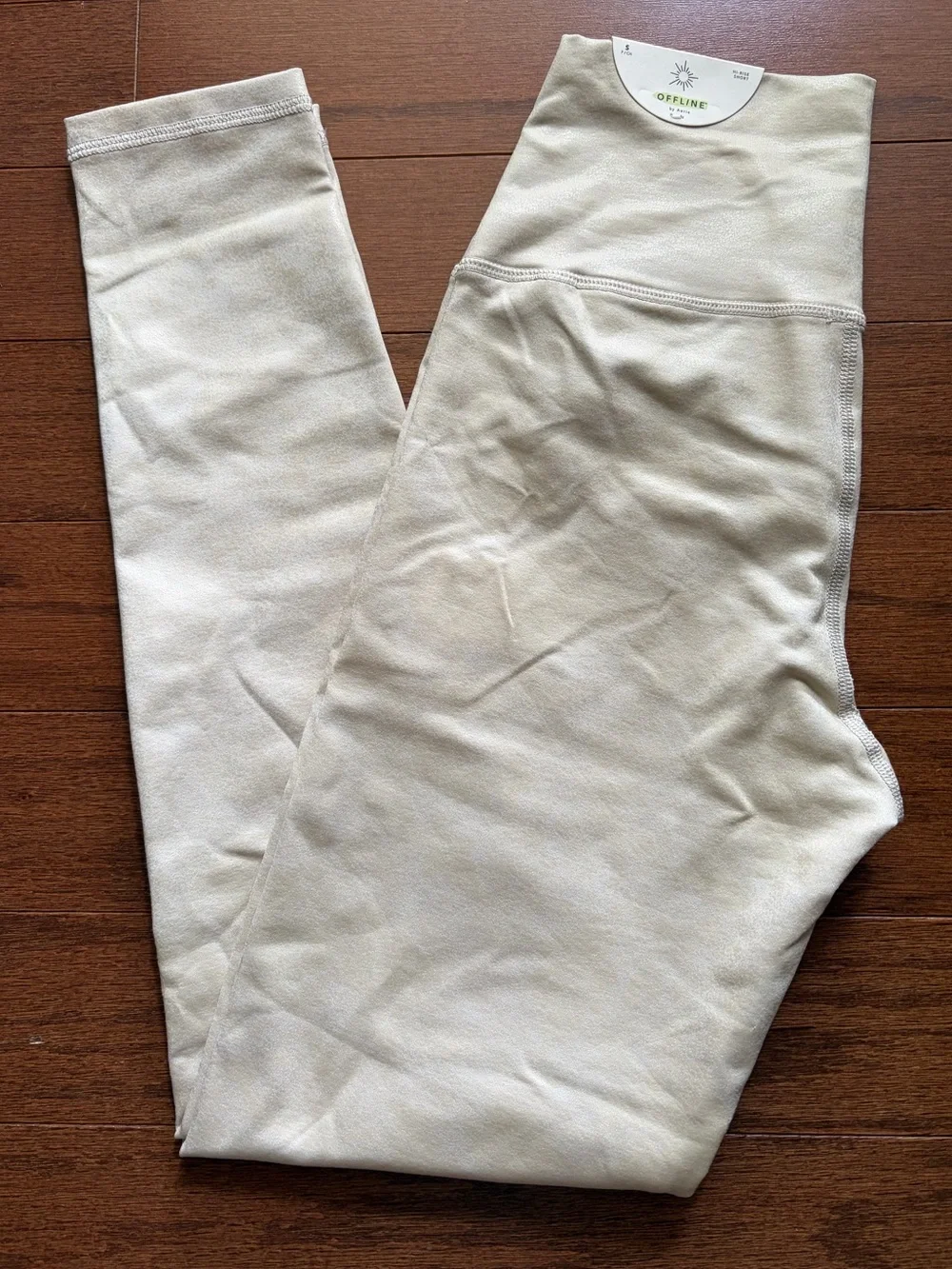 Aerie OFFLINE Real Me Crossover Leggings High Waisted Cream Size M Short NWT